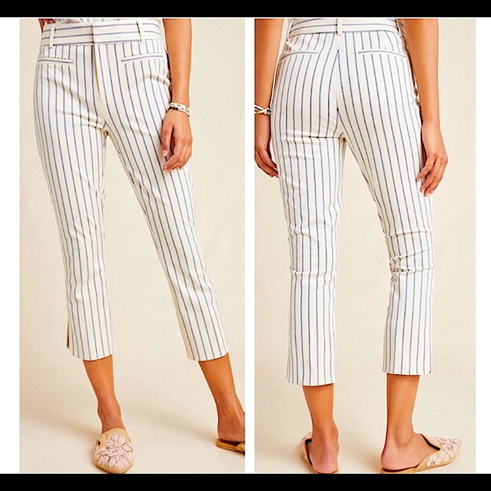 ANTHROPOLOGIE Essential Slim Crop Striped Pants